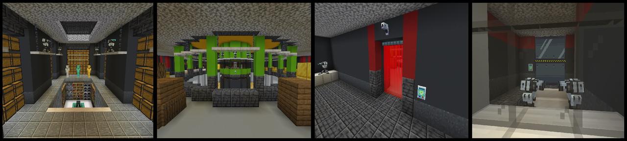 Panorama of the Minecraft Bedrock Marketplace product Security Bunker created by Snail Studios.