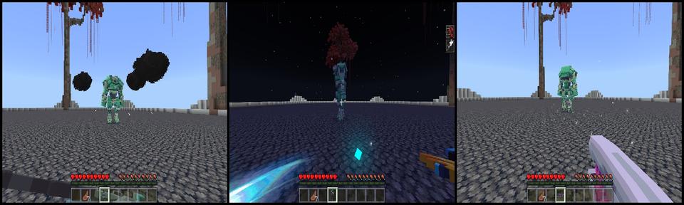 Panorama of the Minecraft Bedrock Marketplace product Weapons Expansion Elements created by Snail Studios.