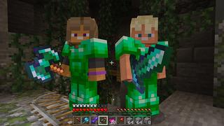 Screenshot of the Minecraft Bedrock Marketplace product Emerald Weapons created by SNDBX.