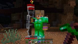 Screenshot of the Minecraft Bedrock Marketplace product Emerald Weapons created by SNDBX.
