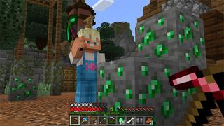 Screenshot of the Minecraft Bedrock Marketplace product Emerald Weapons created by SNDBX.