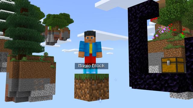 Screenshot of the Minecraft Bedrock Marketplace product ONE BLOCK SKYBLOCK created by SNDBX.