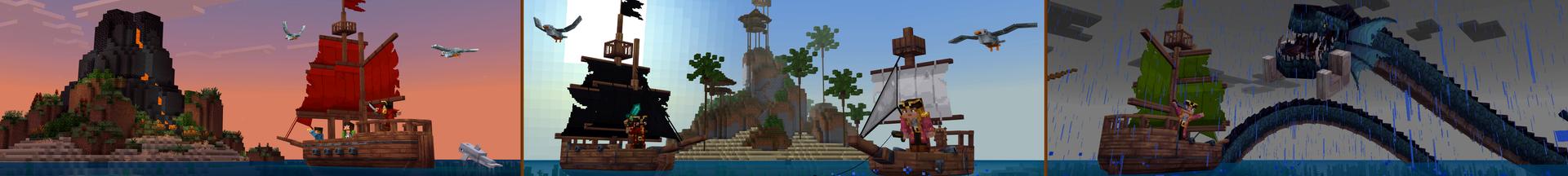 Panorama of the Minecraft Bedrock Marketplace product Pirates Add-On created by SNDBX.