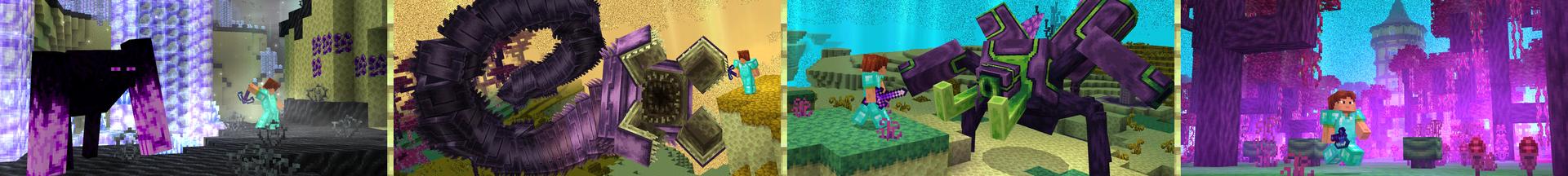 Panorama of the Minecraft Bedrock Marketplace product THE END Add-On created by SNDBX.