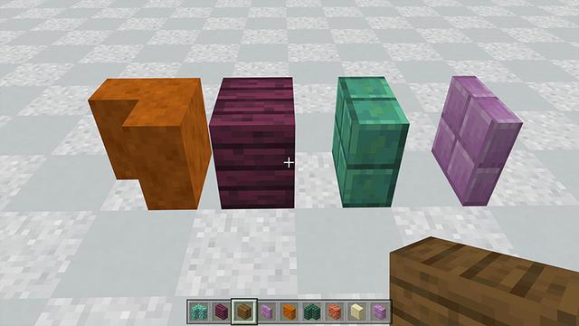 Screenshot of the Minecraft Bedrock Marketplace product Vertical Slabs created by SNDBX.
