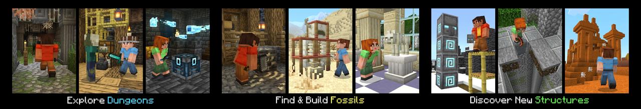 Panorama of the Minecraft Bedrock Marketplace product Overhauled Archeology Add-On created by Solid Blocks.