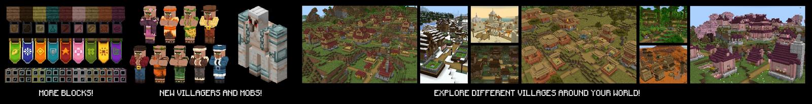 Panorama of the Minecraft Bedrock Marketplace product Overhauled Villages Add-On created by Solid Blocks.