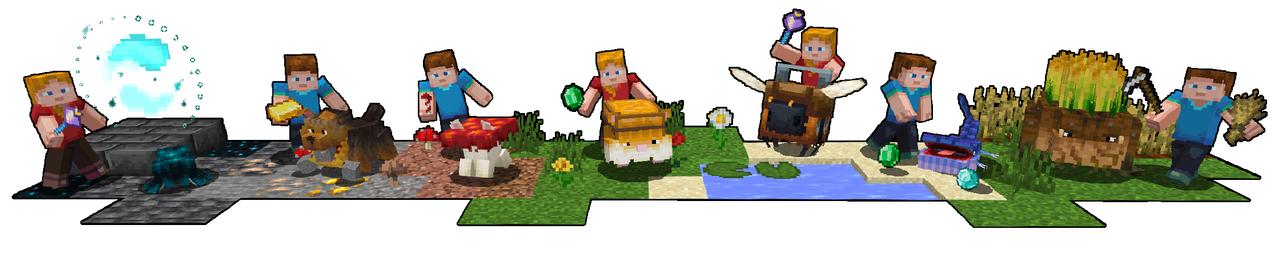 Panorama of the Minecraft Bedrock Marketplace product Helpful Pets! created by Some Game Studio.