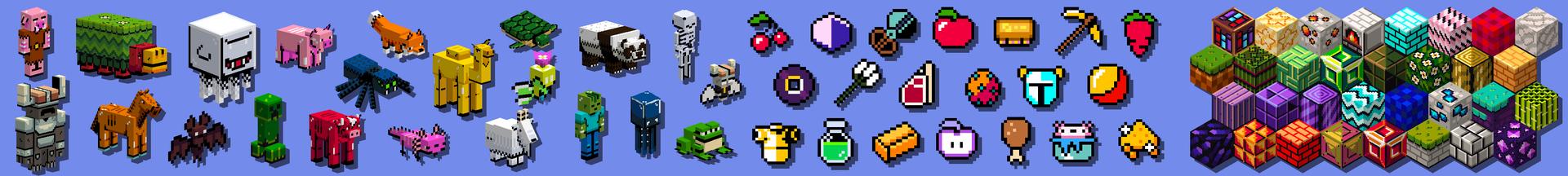 Panorama of the Minecraft Bedrock Marketplace product Old School Pixels Texture Pack created by Some Game Studio.