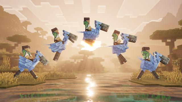 Screenshot of the Minecraft Bedrock Marketplace product Aether Moa Add-On created by Spark Universe.