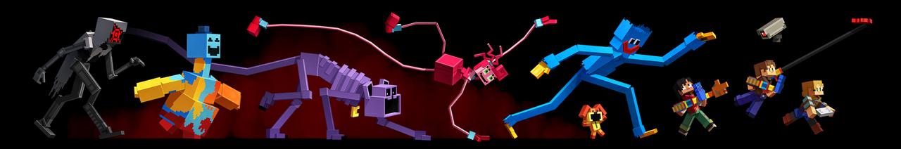 Panorama of the Minecraft Bedrock Marketplace product Huggy & Friends Add-On created by Spark Universe.