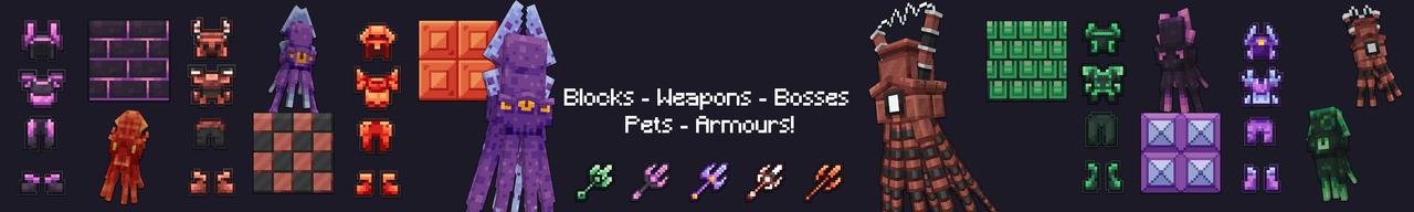 Panorama of the Minecraft Bedrock Marketplace product Kraken Bosses Add-On created by Spectral Studios.