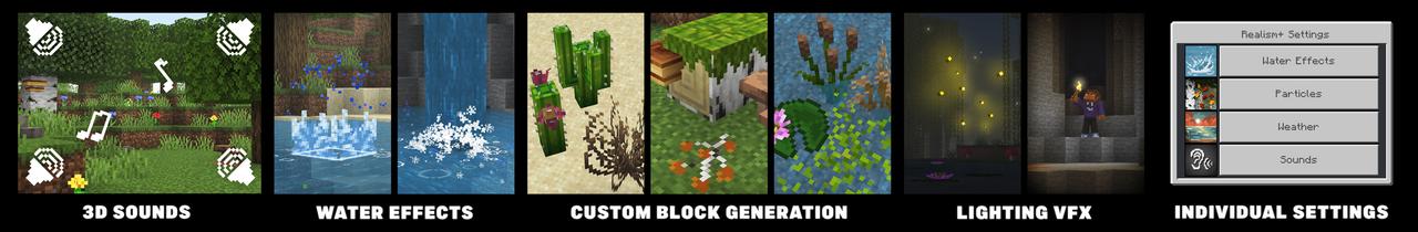 Panorama of the Minecraft Bedrock Marketplace product REALISM+ Add-On created by Square Dreams.