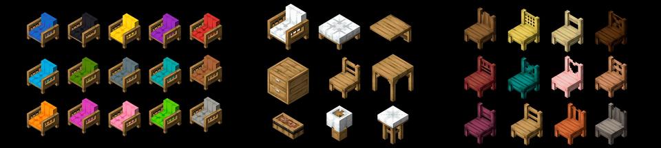 Panorama of the Minecraft Bedrock Marketplace product Another Furniture Add-On created by Starfish Studios.