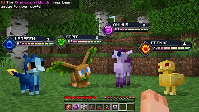 Screenshot of the Minecraft Bedrock Marketplace product Add-On CRAFTYMON created by Starfish Studios.