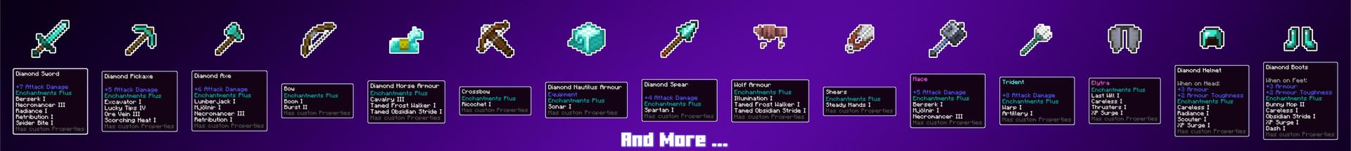 Panorama of the Minecraft Bedrock Marketplace product Enchantments Plus created by StarkTMA.