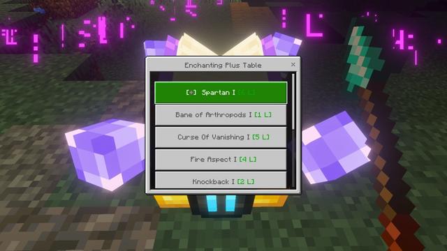 Screenshot of the Minecraft Bedrock Marketplace product Enchantments Plus created by StarkTMA.
