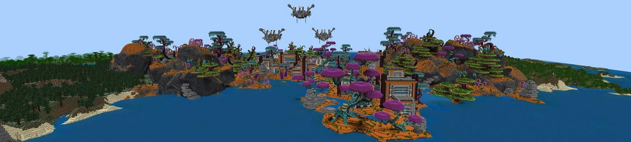 Panorama of the Minecraft Bedrock Marketplace product Alien World created by Street Studios.
