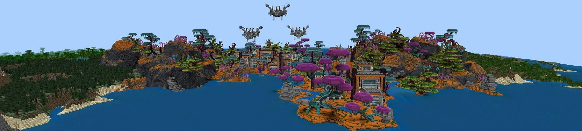 Panorama of the Minecraft Bedrock Marketplace product Alien World created by Street Studios.