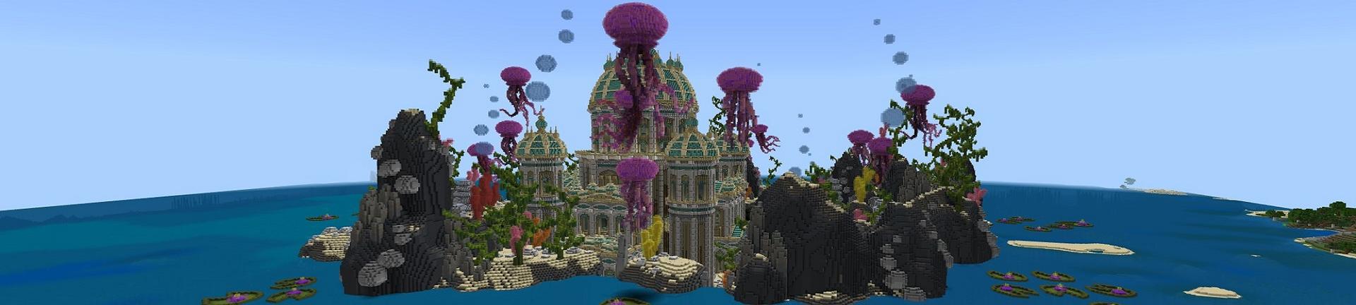 Panorama of the Minecraft Bedrock Marketplace product Atlantic Temple created by Street Studios.