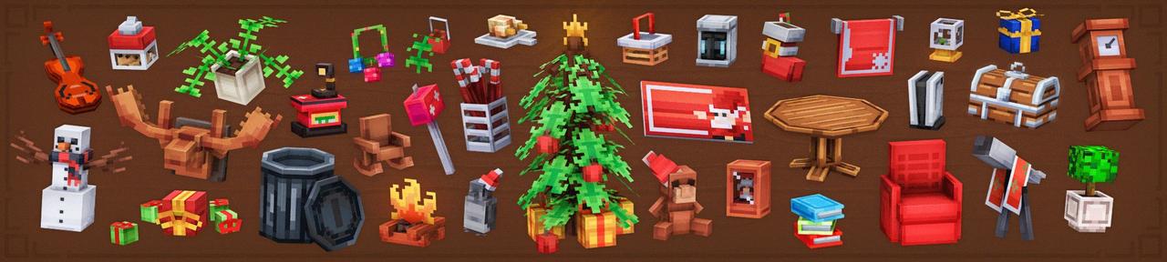 Panorama of the Minecraft Bedrock Marketplace product Christmas Furniture created by Street Studios.