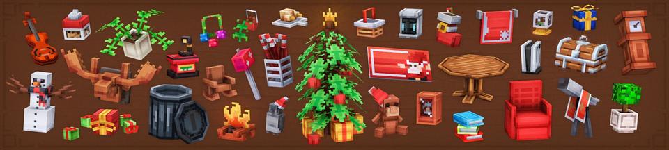 Panorama of the Minecraft Bedrock Marketplace product Christmas Furniture created by Street Studios.