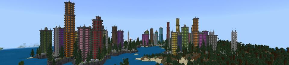 Panorama of the Minecraft Bedrock Marketplace product Colorful City created by Street Studios.