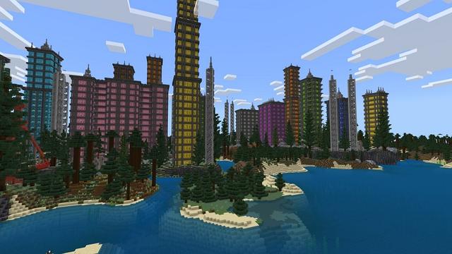Screenshot of the Minecraft Bedrock Marketplace product Colorful City created by Street Studios.
