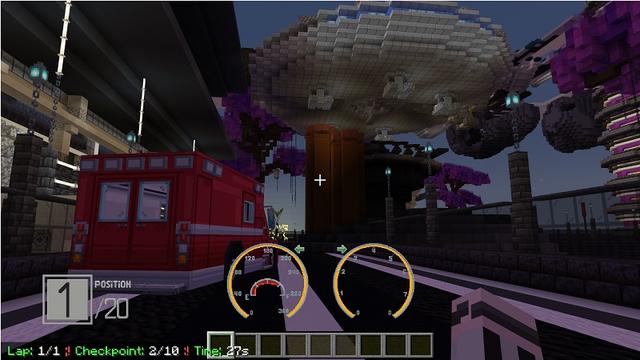 Screenshot of the Minecraft Bedrock Marketplace product Crazy Racing created by Street Studios.