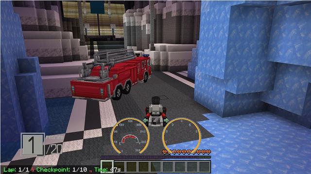 Screenshot of the Minecraft Bedrock Marketplace product Crazy Racing created by Street Studios.