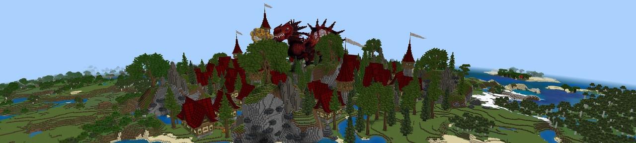 Panorama of the Minecraft Bedrock Marketplace product Dragon Village created by Street Studios.