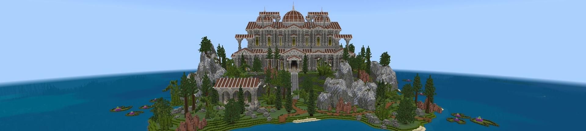 Panorama of the Minecraft Bedrock Marketplace product Greek Temple created by Street Studios.