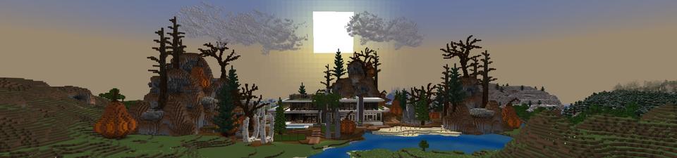 Panorama of the Minecraft Bedrock Marketplace product Halloween Hacker Mansion created by Street Studios.