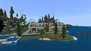 Screenshot of the Minecraft Bedrock Marketplace product Island Party Mansion created by Street Studios.