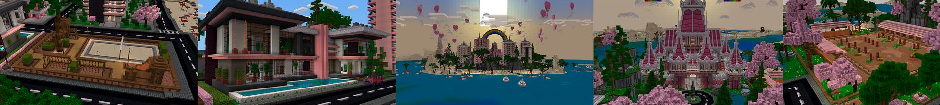 Panorama of the Minecraft Bedrock Marketplace product Lovely City created by Street Studios.