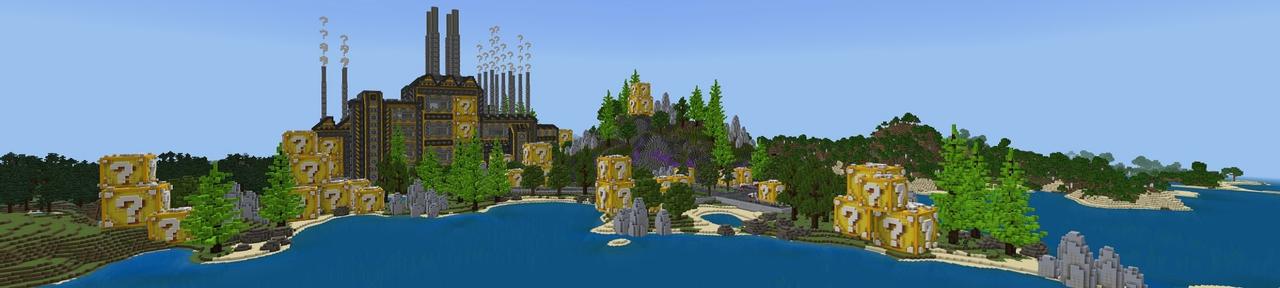Panorama of the Minecraft Bedrock Marketplace product Lucky Block Factory created by Street Studios.