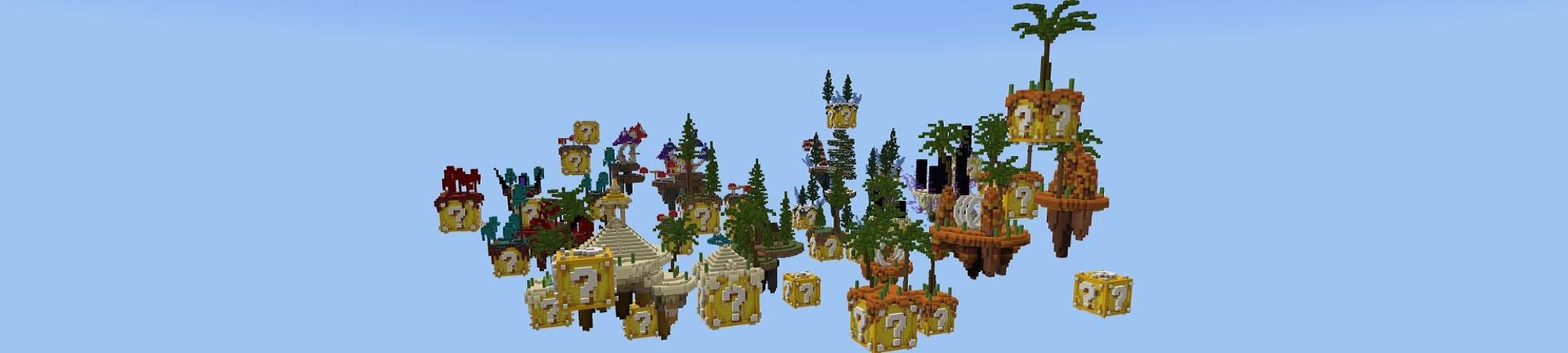 Panorama of the Minecraft Bedrock Marketplace product Lucky Block Skyblock created by Street Studios.