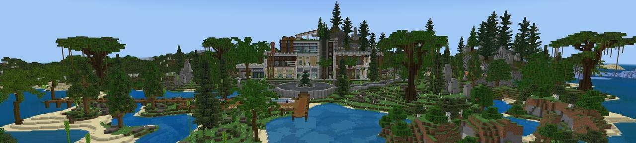 Panorama of the Minecraft Bedrock Marketplace product Millionaire Mansion created by Street Studios.