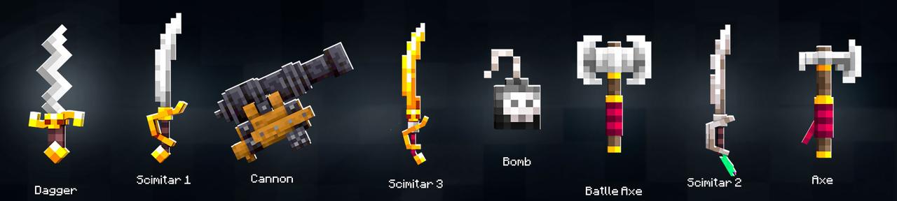 Panorama of the Minecraft Bedrock Marketplace product Pirate Weapons created by Street Studios.