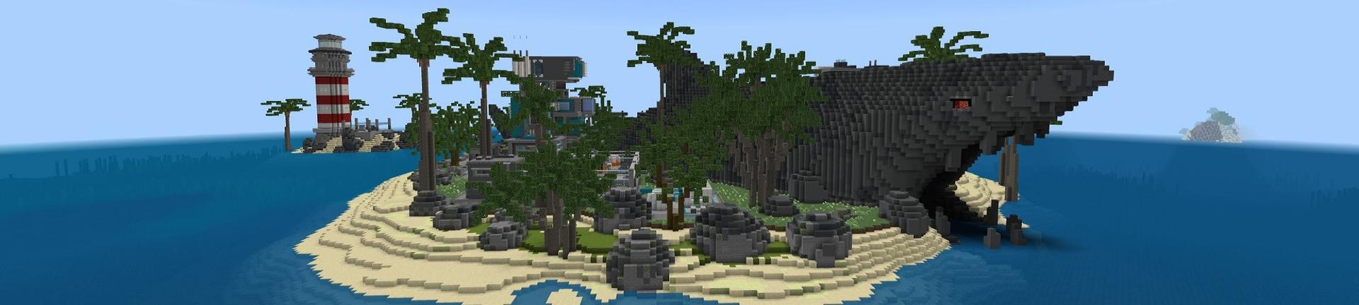 Panorama of the Minecraft Bedrock Marketplace product Shark Island created by Street Studios.