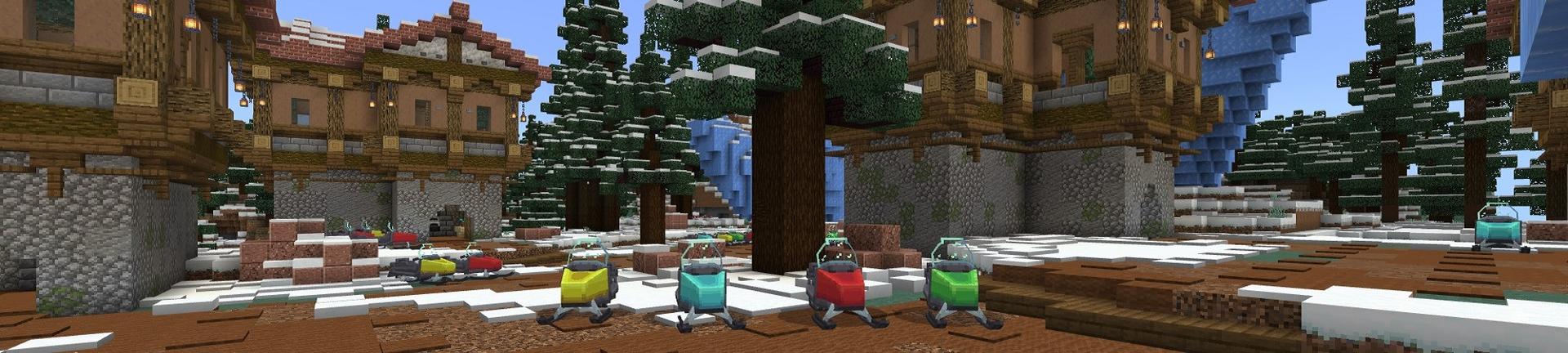 Panorama of the Minecraft Bedrock Marketplace product Snowmobiles! created by Street Studios.
