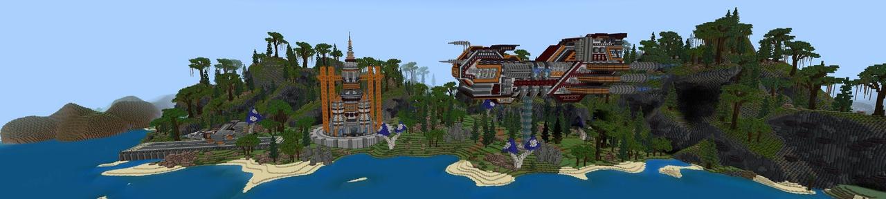 Panorama of the Minecraft Bedrock Marketplace product Spaceship: Noob x Pro x Hacker created by Street Studios.