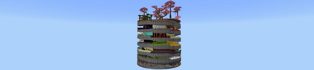 Panorama of the Minecraft Bedrock Marketplace product Spiral Parkour created by Street Studios.