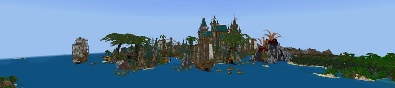 Panorama of the Minecraft Bedrock Marketplace product Treasure valley created by Street Studios.