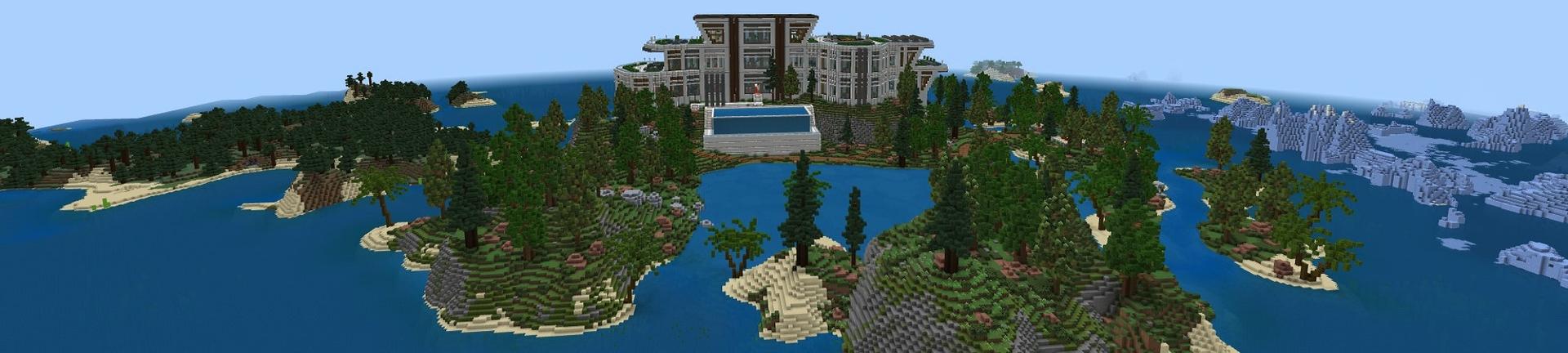 Panorama of the Minecraft Bedrock Marketplace product Trillionaire Island created by Street Studios.