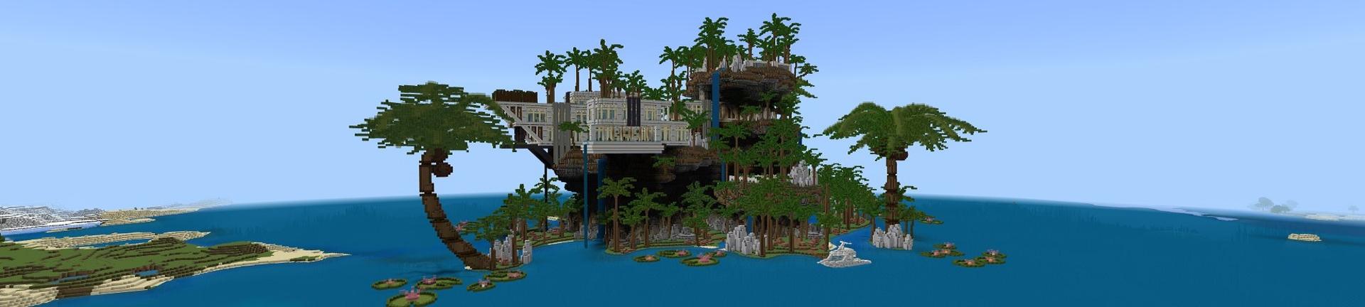 Panorama of the Minecraft Bedrock Marketplace product Tropical Mansion created by Street Studios.