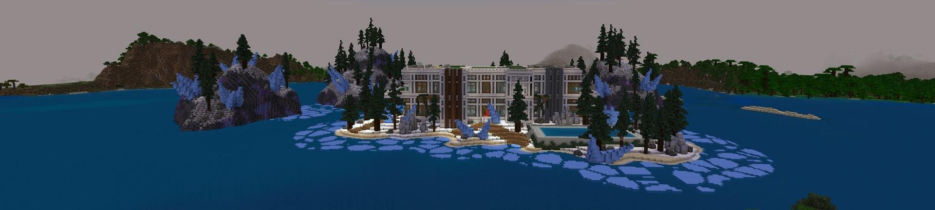 Panorama of the Minecraft Bedrock Marketplace product Winter Millionaire Mansion created by Street Studios.