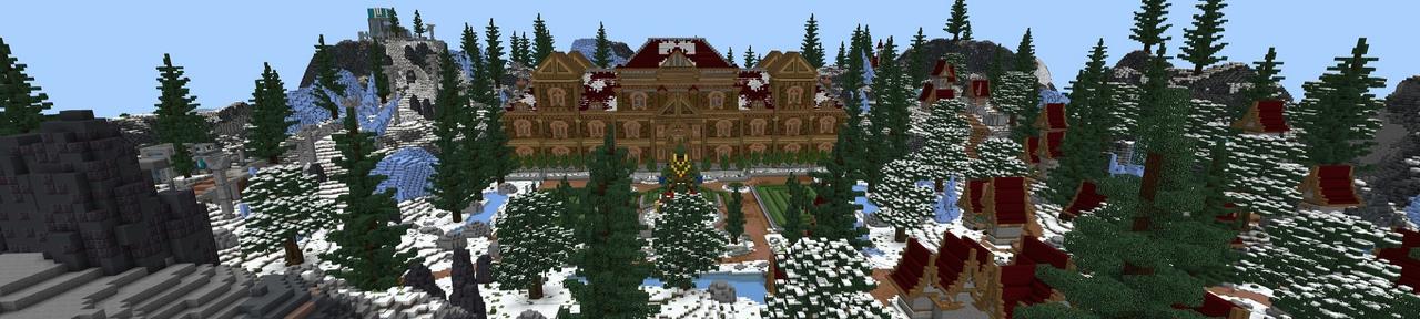 Panorama of the Minecraft Bedrock Marketplace product Winter Resort created by Street Studios.