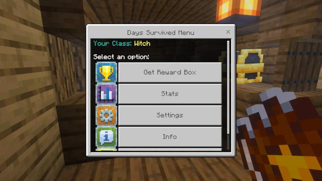 Screenshot of the Minecraft Bedrock Marketplace product Days Survived Free created by Syclone Studios.