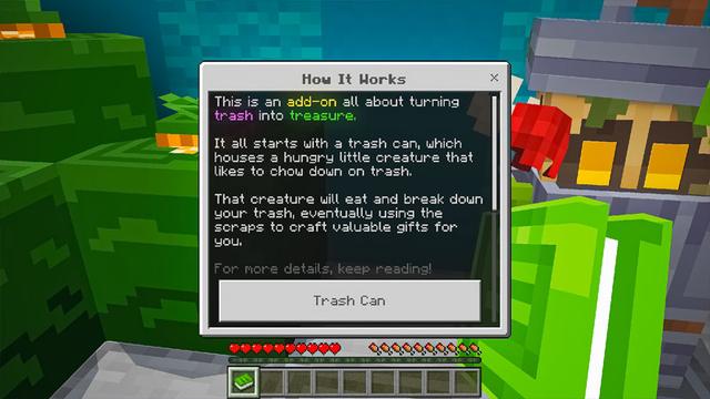 Screenshot of the Minecraft Bedrock Marketplace product One Man's Trash created by SystemZee's Workshop.